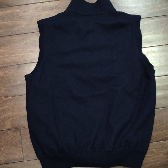 Fairway & Greene Italian Merino Wool Lined 1/4 Zip Sweater Vest Navy SIZ… - Picture 4 of 6